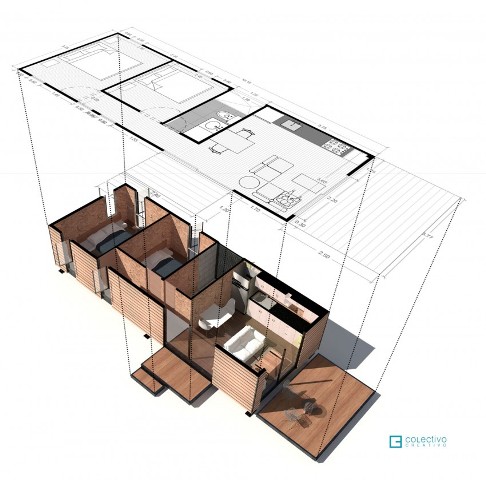 Plan d'une maison en kit ©Colectivo Creativo