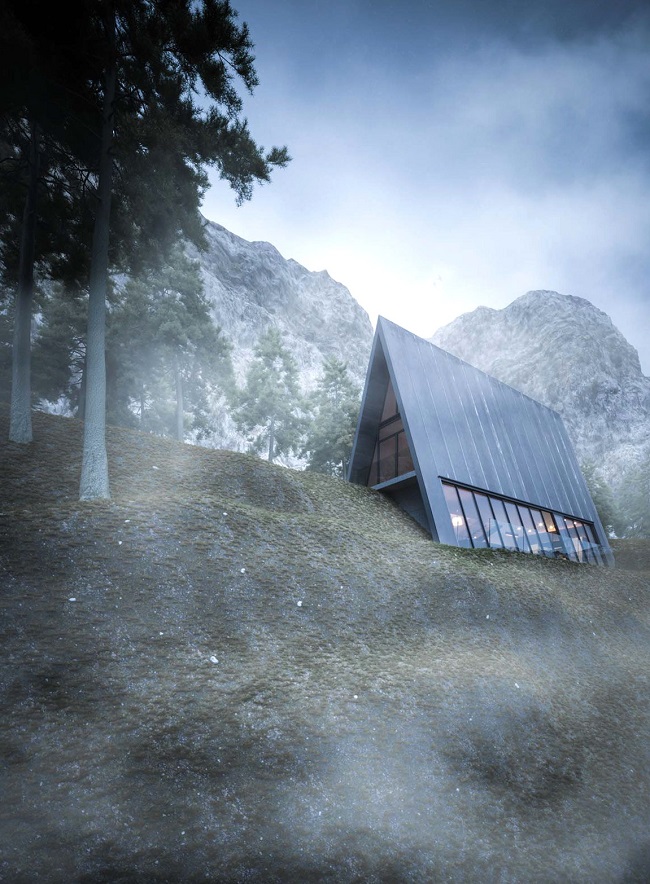Maison desing en haute montagne Triangle Cliff House © Matthias Arndt