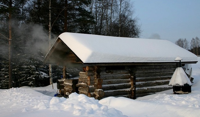 Sauna dans un chalet en fuste dans les Vosges