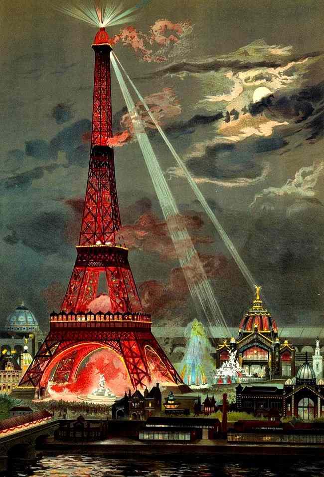 Embrasement de la tour Eiffel pendant l’Exposition universelle de 1889 de Georges Garen