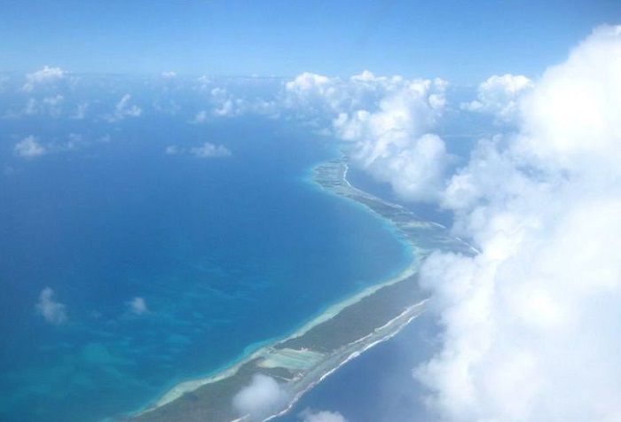 Vu du ciel de Rangiroa, un atoll de l'archipel des Tuamotu en Polynésie française ©Pension Bounty