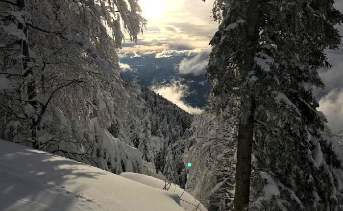 Magnifique vue sur la nature depuis le haut de la station de ski de Cerkno en Slovénie