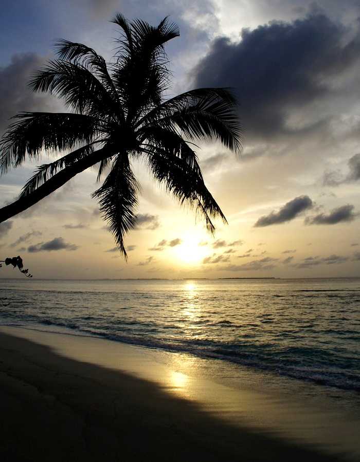 Un magnifique coucher de soleil sur les Maldives