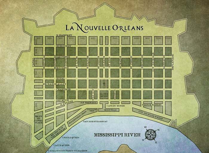 Carte du Vieux carré français de la Nouvelle-Orléans