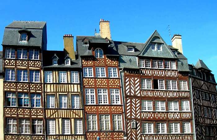 Architecture typique du centre ville de Rennes en Ille-et-Vilaine