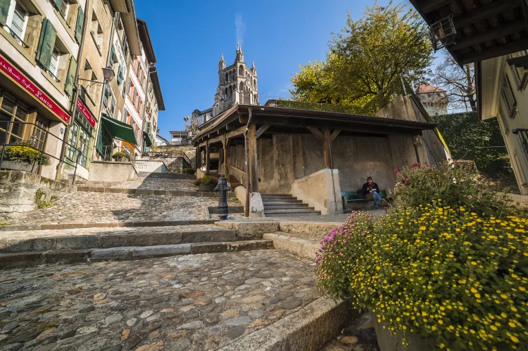 Les escaliers du marché © Lausanne Tourisme
