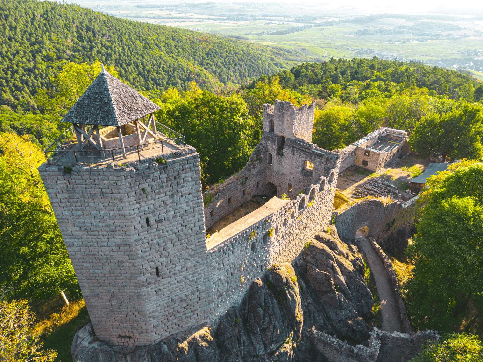 Situé sur la Commune Dambach-la-Ville, à 562m d’altitude, le château de Bernstein est l’un des plus anciens châteaux d’Alsace © Pays de Barr